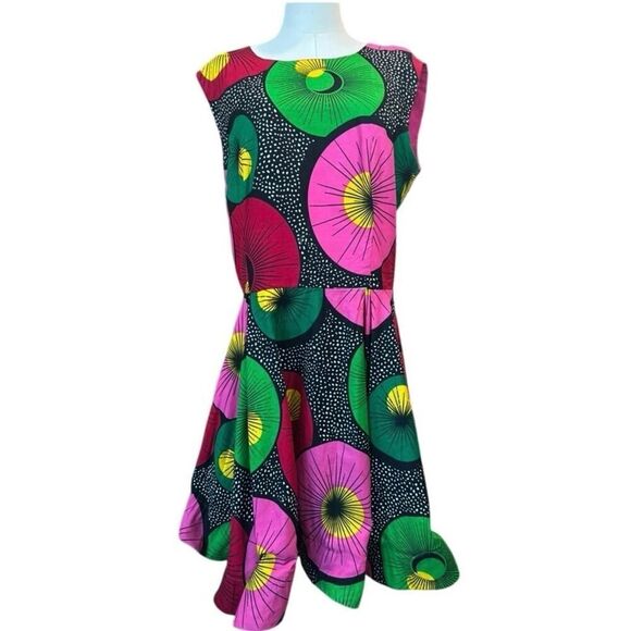 African Tribal Inspired BOHO Cotton Handmade A-Line Colorful Mini Dress Medium - Picture 4 of 15